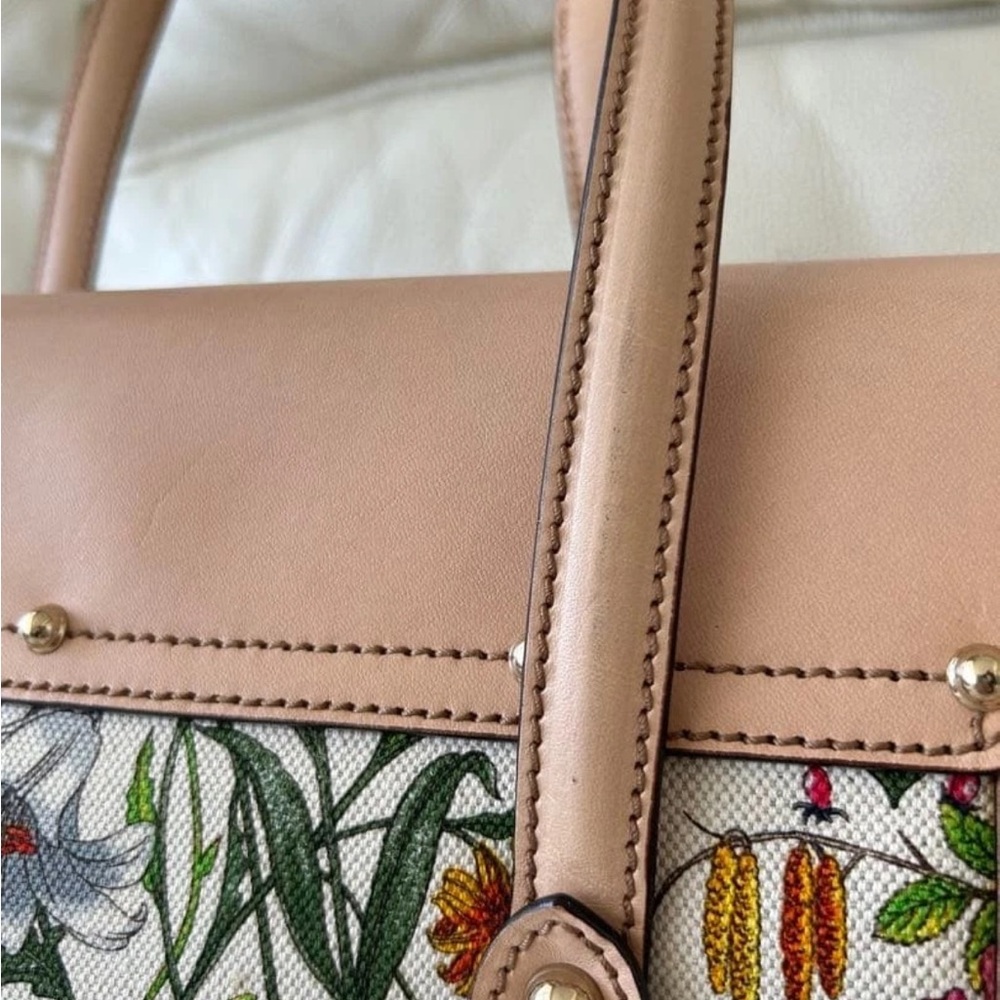 Gucci Floral Canvas and Beige Leather Satchel - Picture 10 of 16